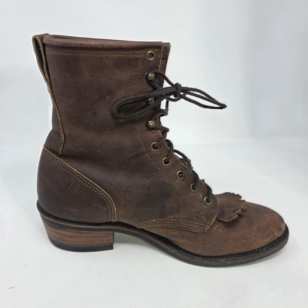 Santa Fe Boot Company Packer Logger 10 EE Work Lace Up WIDE Boots Brown Leather - Picture 12 of 16